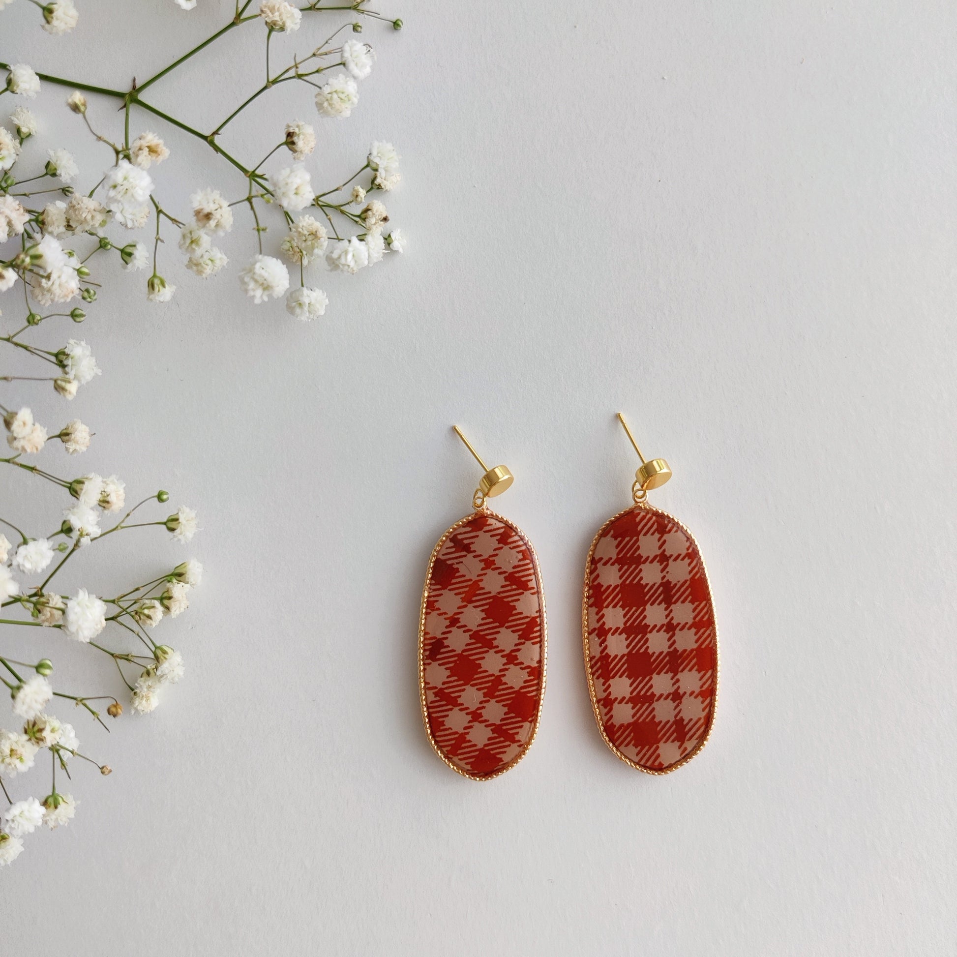 Autumn Polymer clay earrings | Artisanal | Handmade | Jewellery | Minimalist | Autumn | Polymer Clay | Dangle Earrings oval