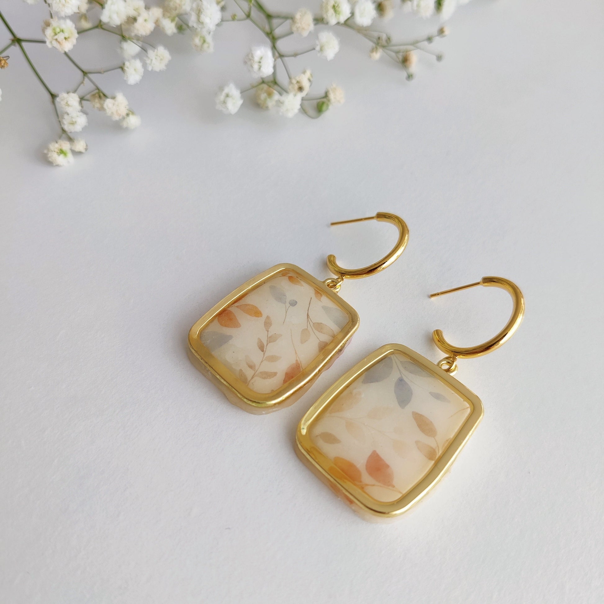 Autumn Polymer clay earrings | Artisanal | Handmade | Jewellery | Minimalist | Autumn | Polymer Clay | Hoop Earrings