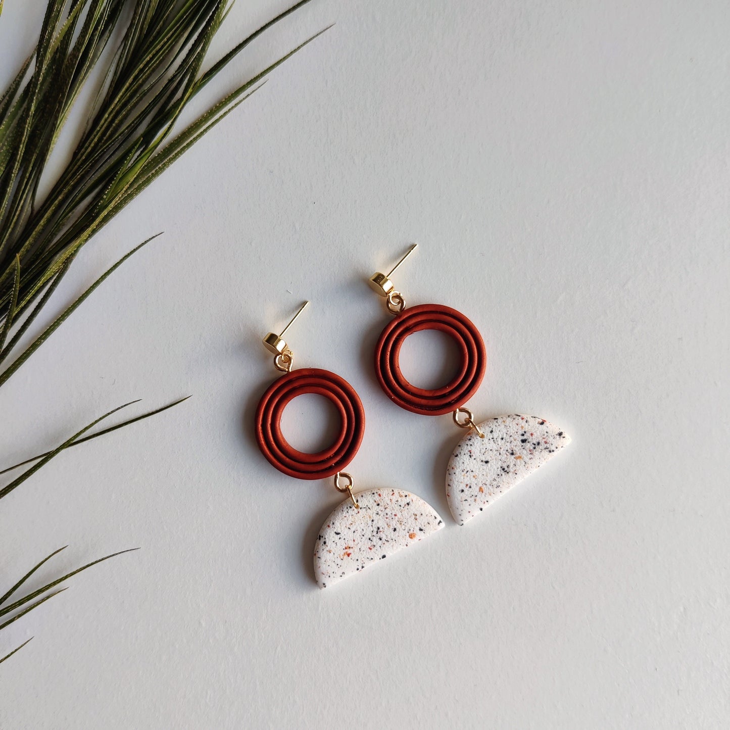 IVY | Terracotta Earrings | Terracotta Boho Earrings | Dangle Polymer Clay Jewelry | autumn color | Jewelry Bijoux | Terracotta Art Deco