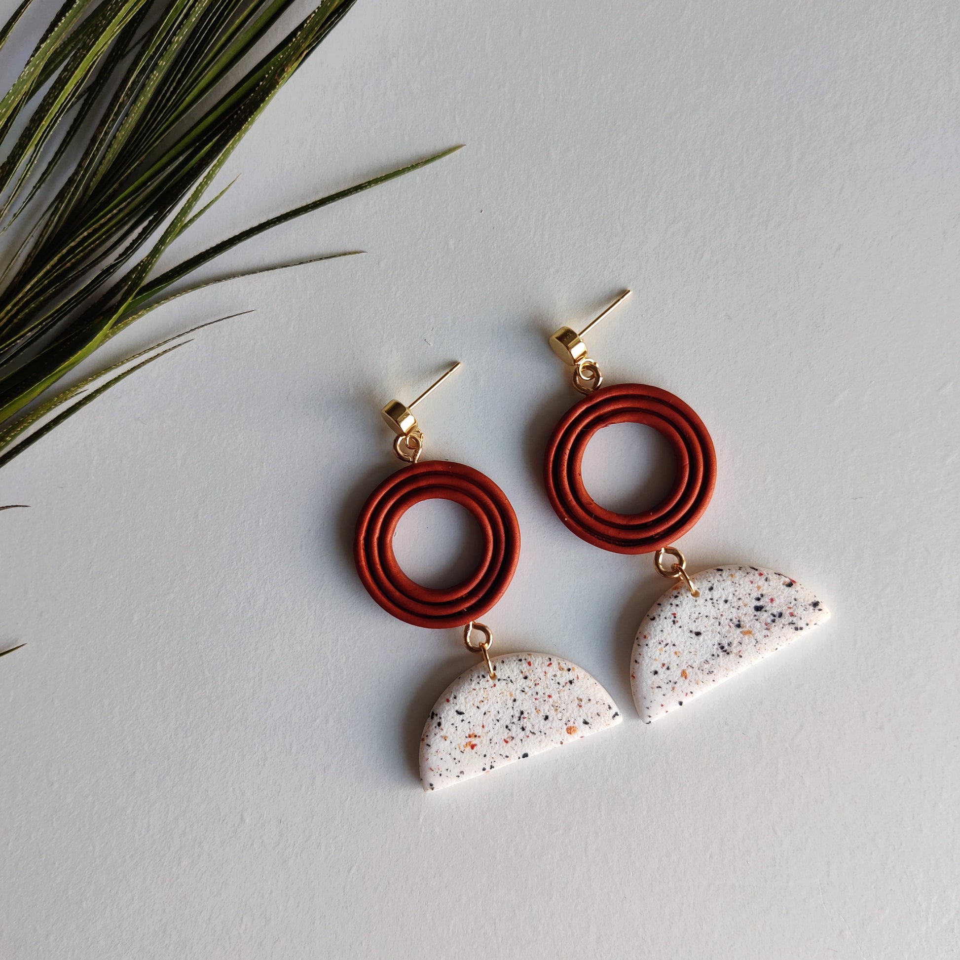 IVY | Terracotta Earrings | Terracotta Boho Earrings | Dangle Polymer Clay Jewelry | autumn color | Jewelry Bijoux | Terracotta Art Deco