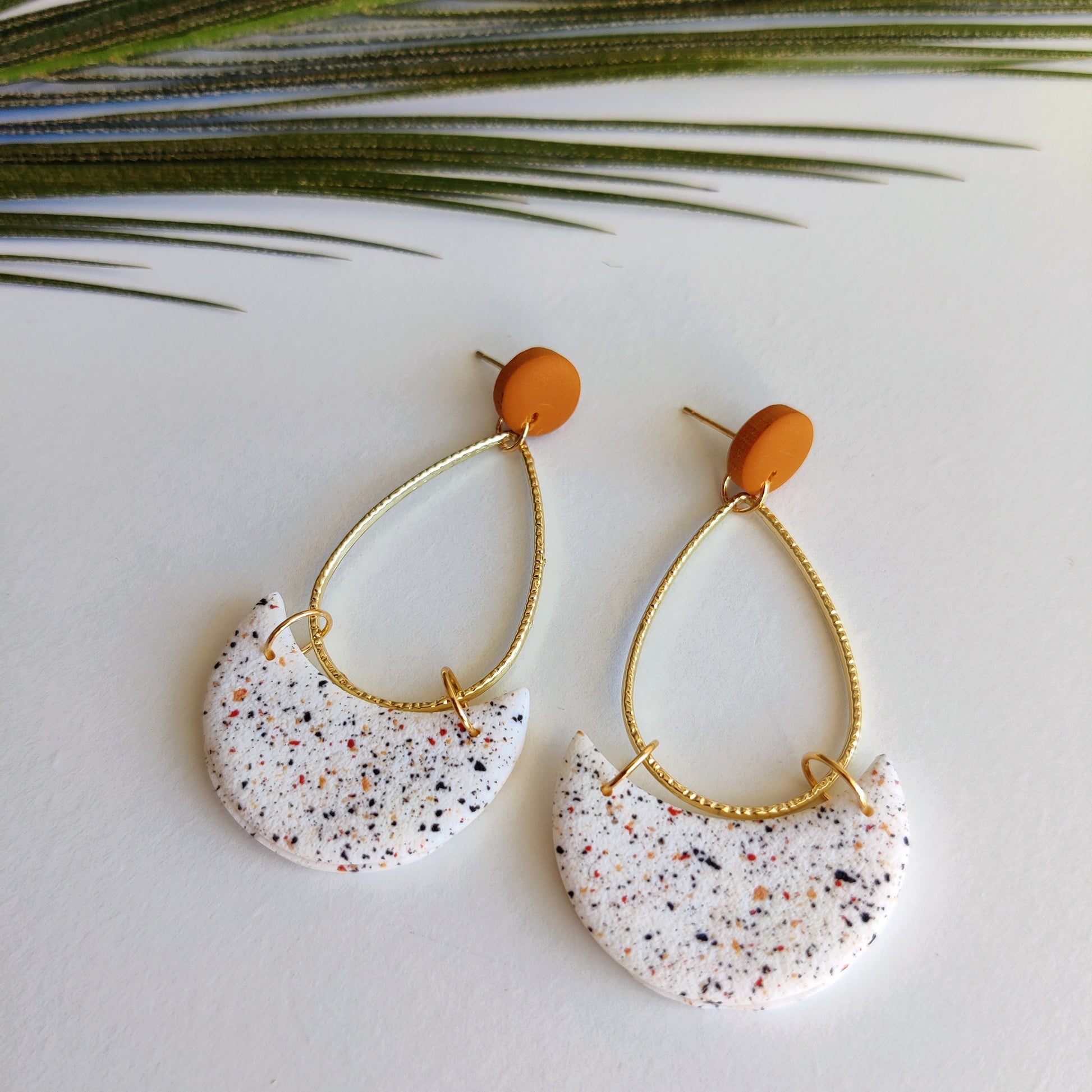 MAYA | Terracotta Earrings | Terracotta Boho Earrings | Dangle Polymer Clay Jewelry | autumn color | Jewelry Bijoux | Terracotta Art Deco