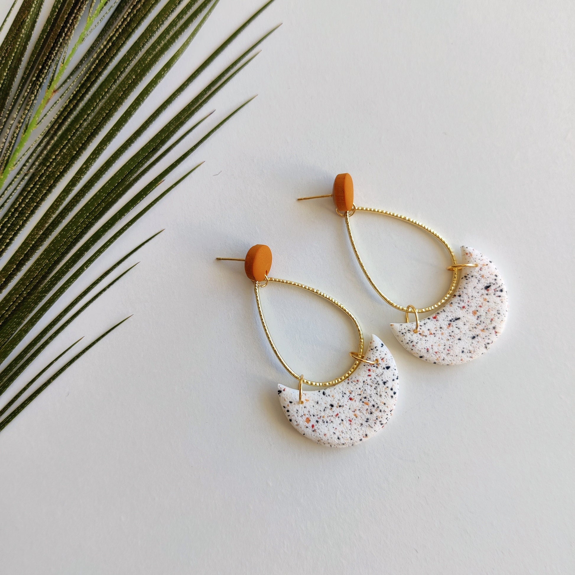 MAYA | Terracotta Earrings | Terracotta Boho Earrings | Dangle Polymer Clay Jewelry | autumn color | Jewelry Bijoux | Terracotta Art Deco