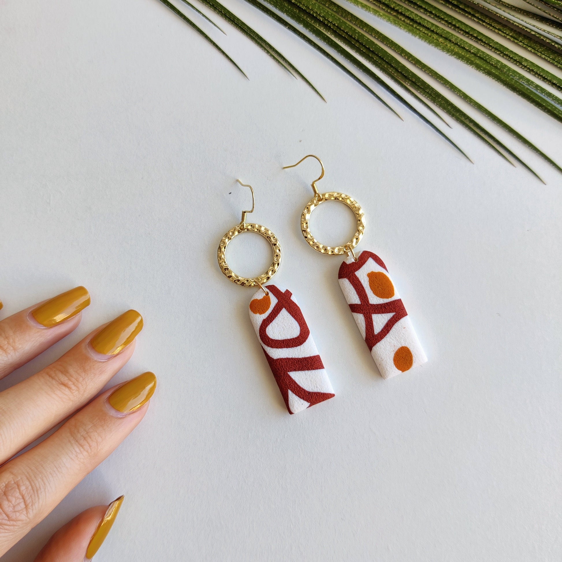 CLARA | Terracotta Earrings | Terracotta Boho Earrings | Dangle Polymer Clay Jewelry | autumn color | Jewelry Bijoux | Terracotta Art Deco