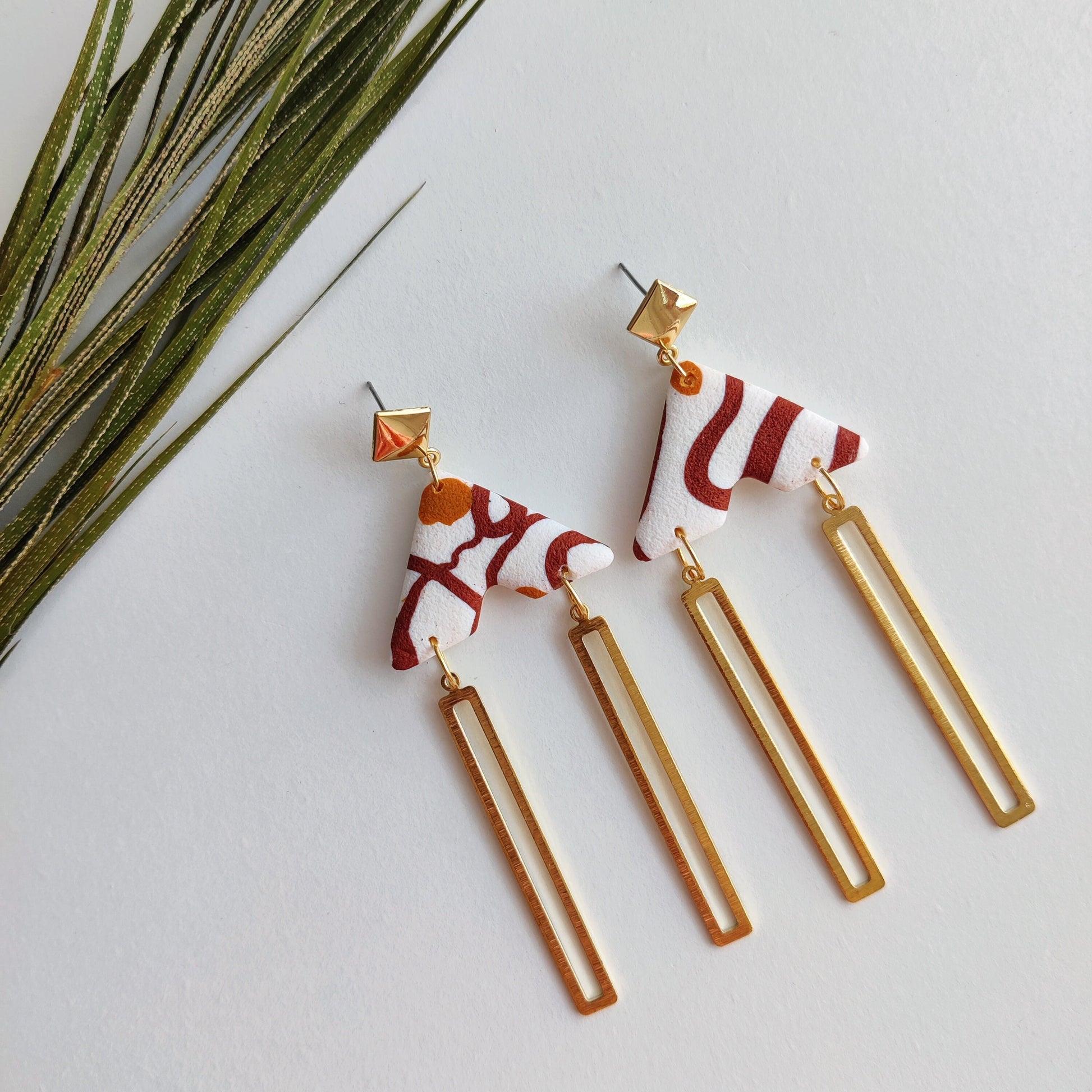 LIAM | Terracotta Earrings | Terracotta Boho Earrings | Dangle Polymer Clay Jewelry | autumn color | Jewelry Bijoux | Terracotta Art Deco