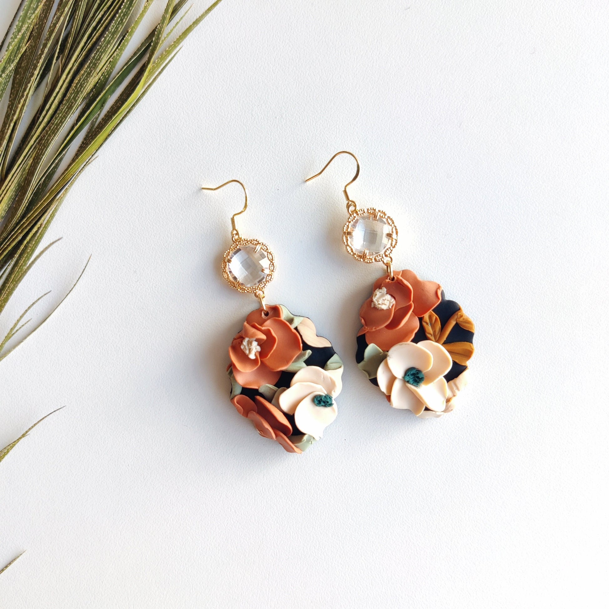 Autumn Flower Earrings | Polymer Clay Earrings Dangle | Floral Fall Earring | Fall Flower Bouquet | Handmade Dangle Earrings | Fall Colors