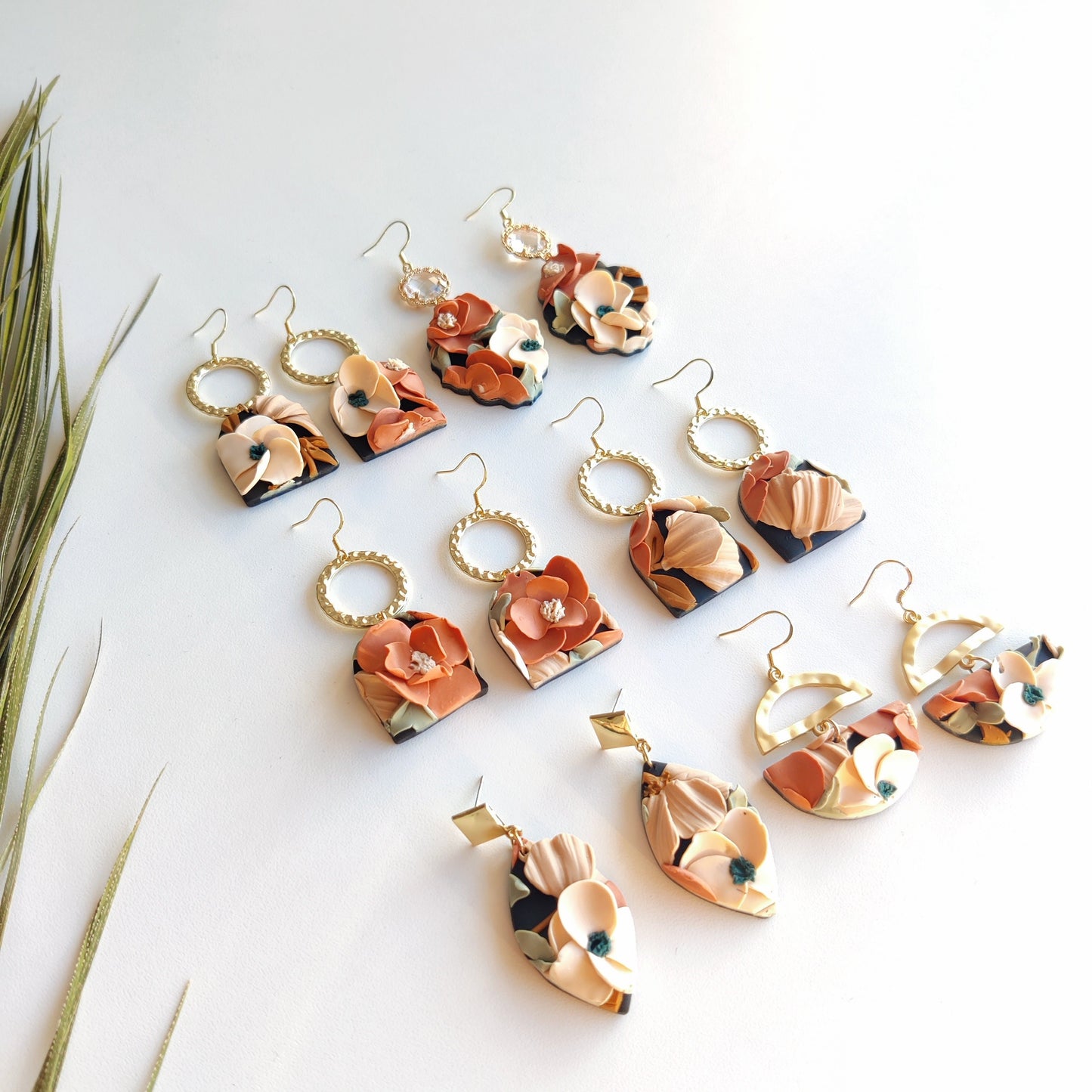 Autumn Flower Earrings | Polymer Clay Earrings Dangle | Floral Fall Earring | Fall Flower Bouquet | Handmade Dangle Earrings | Fall Colors