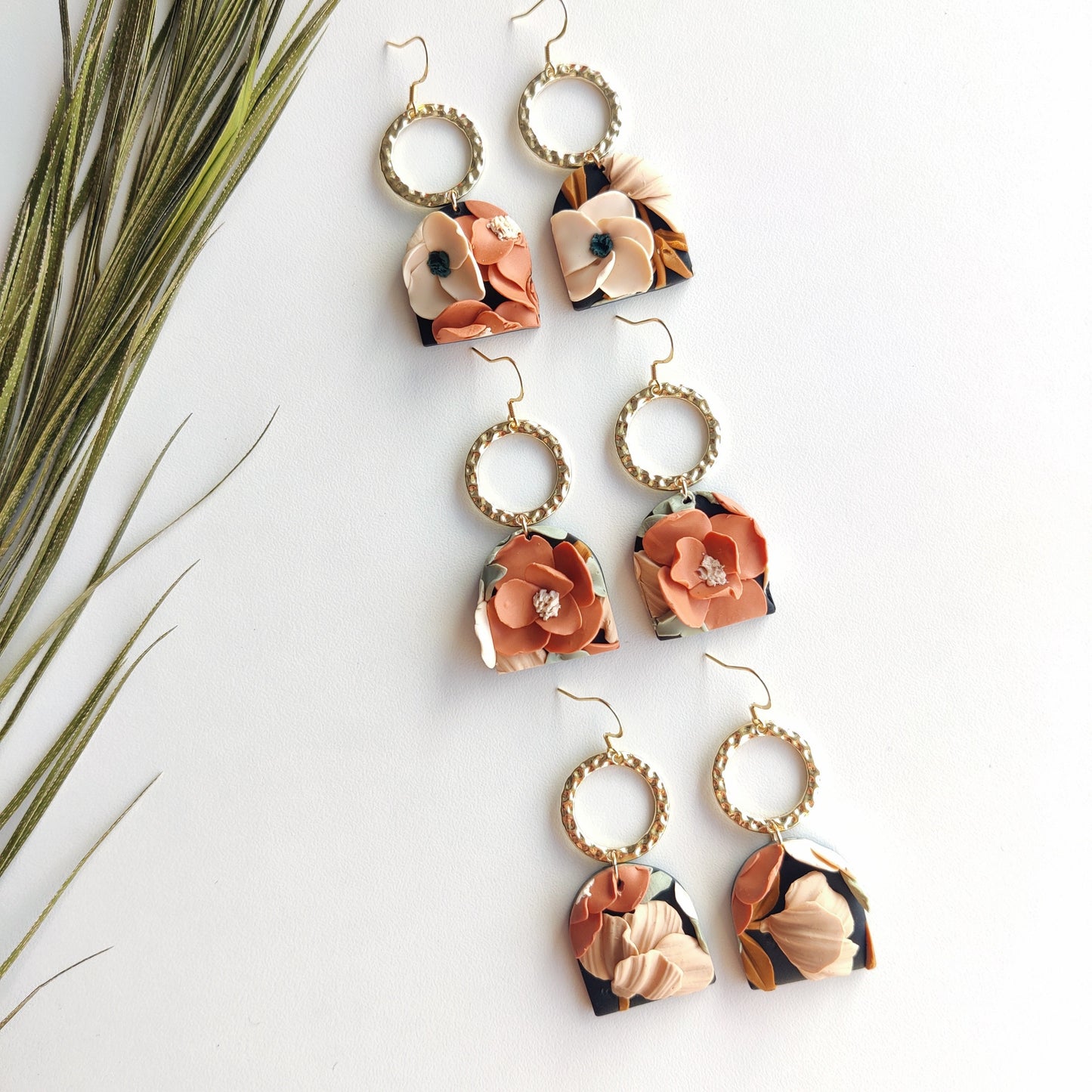 Autumn Flower Earrings | Polymer Clay Earrings Dangle | Floral Fall Earring | Fall Flower Bouquet | Handmade Dangle Earrings | Fall Colors