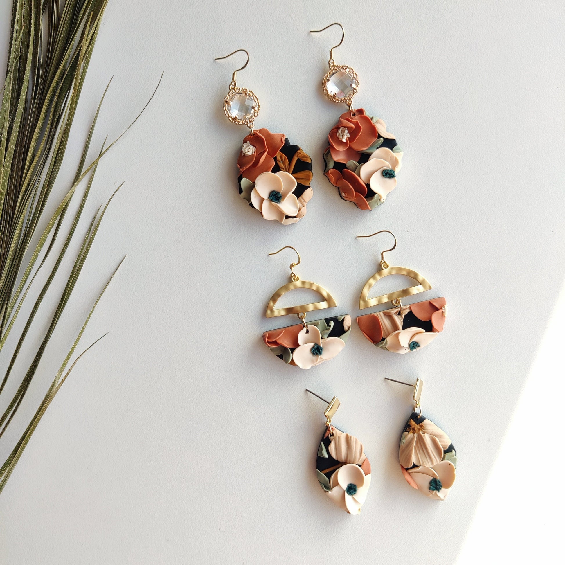 Autumn Flower Earrings | Polymer Clay Earrings Dangle | Floral Fall Earring | Fall Flower Bouquet | Handmade Dangle Earrings | Fall Colors