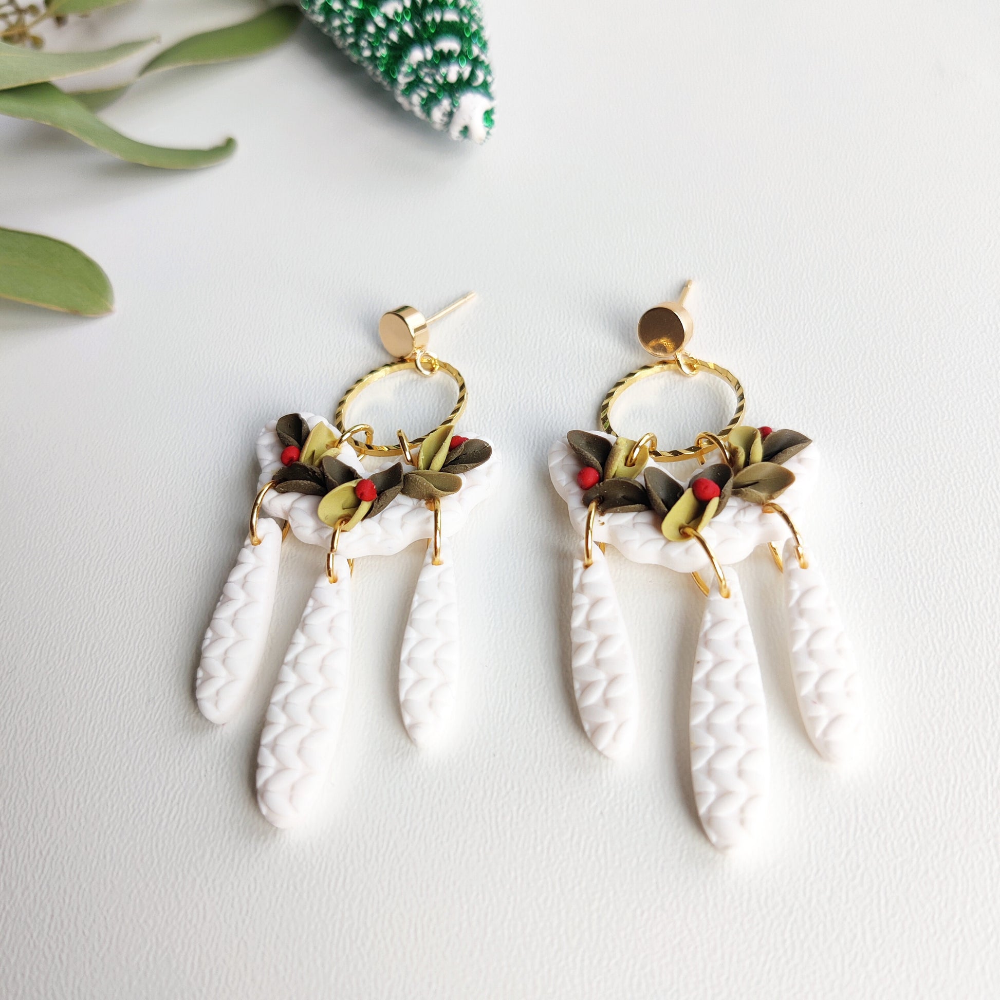 LILYA | Christmas collection | floral earrings | floral earrings | polymer clay earrings | christmas | gifts for her | handmade earrings