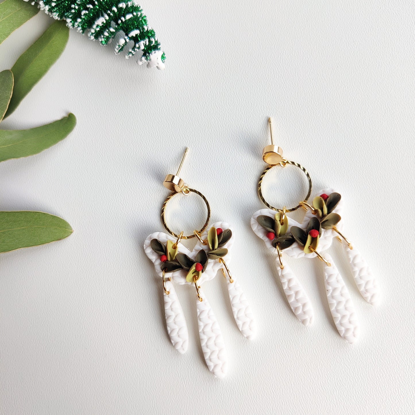 LILYA | Christmas collection | floral earrings | floral earrings | polymer clay earrings | christmas | gifts for her | handmade earrings