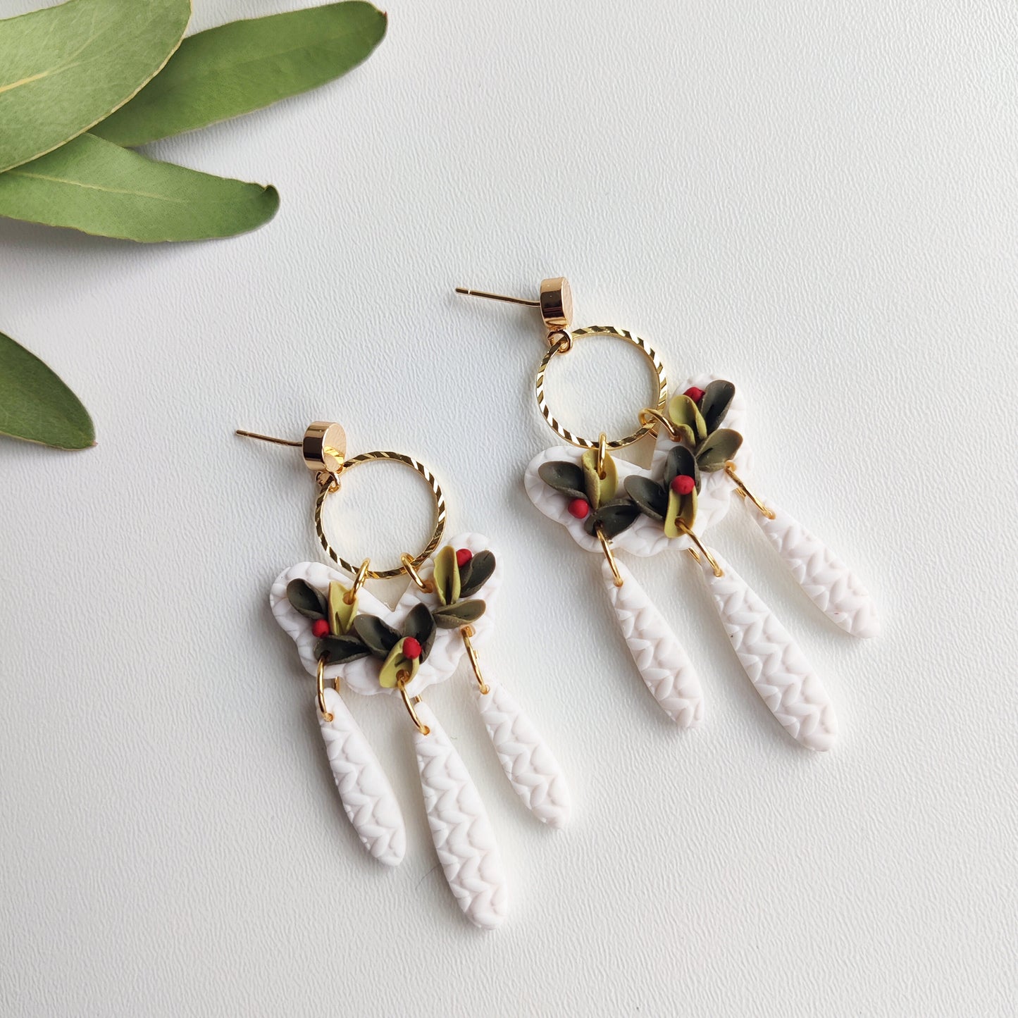 LILYA | Christmas collection | floral earrings | floral earrings | polymer clay earrings | christmas | gifts for her | handmade earrings