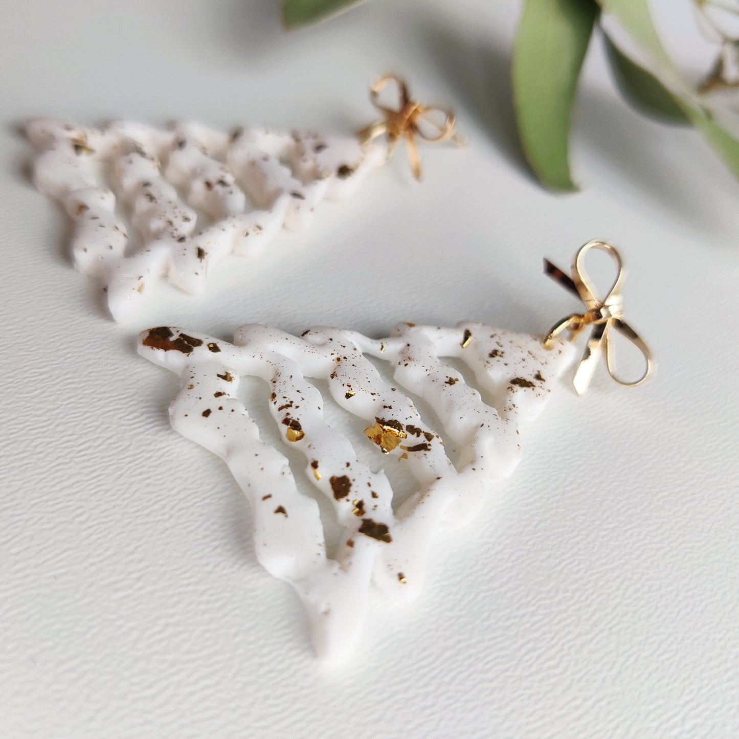 Christmas Tree | Clay Earrings with gingerman | snowman | candy cane | 24k gold plated earrings | christmas gift