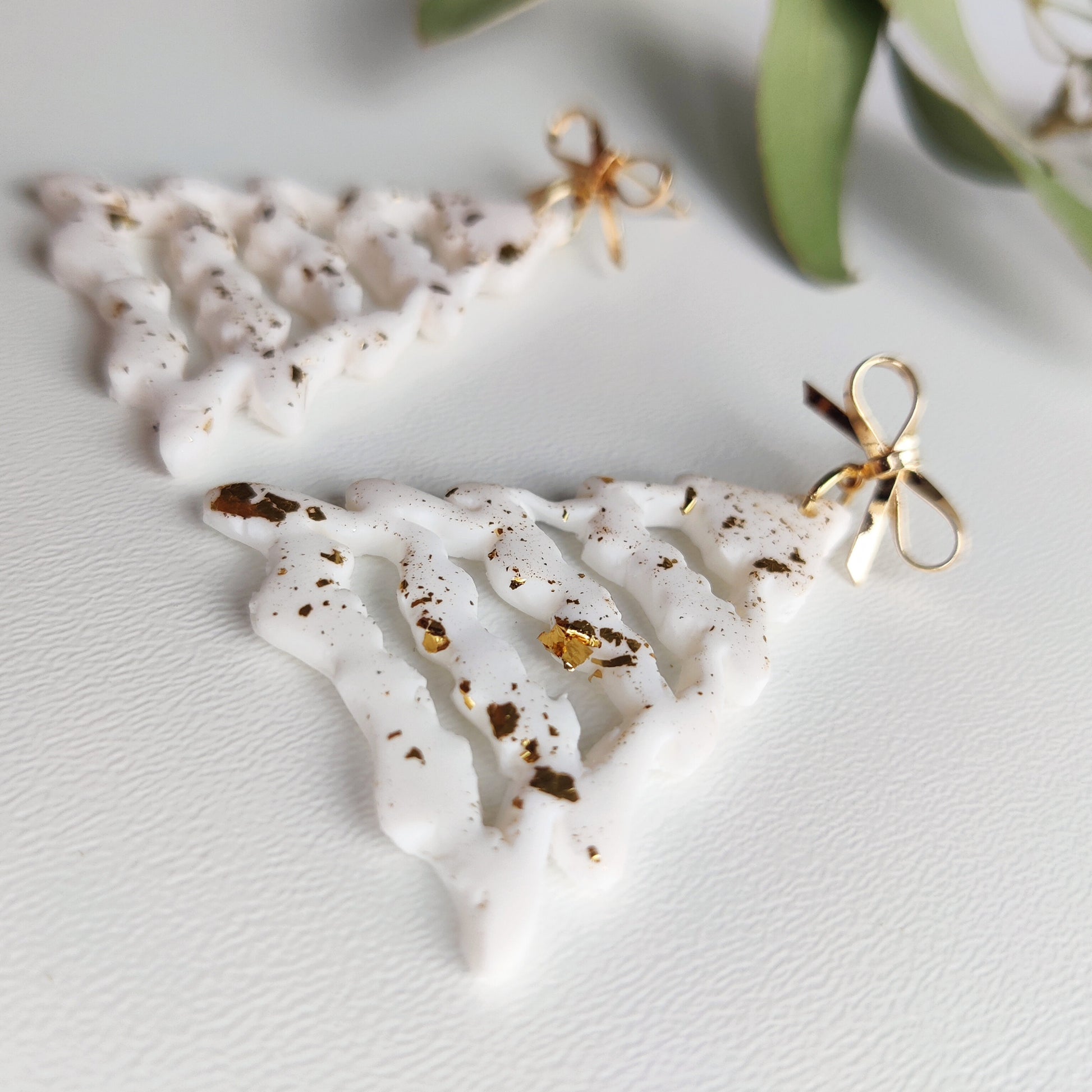 Christmas Tree | Clay Earrings with gingerman | snowman | candy cane | 24k gold plated earrings | christmas gift