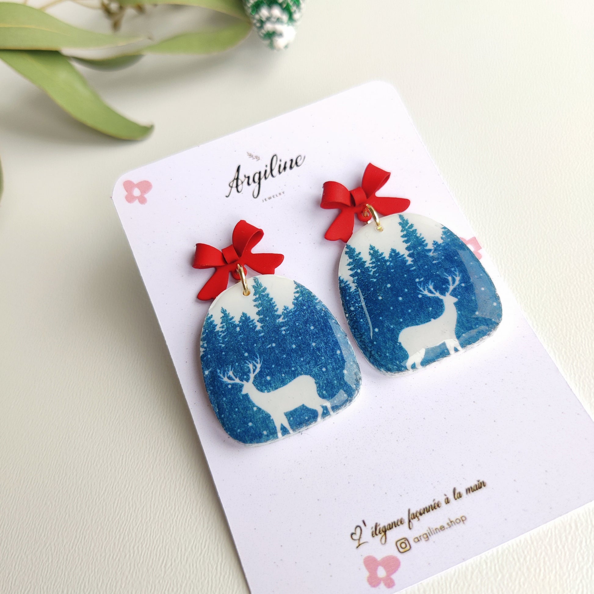 Christmas | Polymer Clay | Statement earrings | Christmas Tree | Holly Leaf | Earrings | Polymer clay and 14 k Gold Plated Earrings |