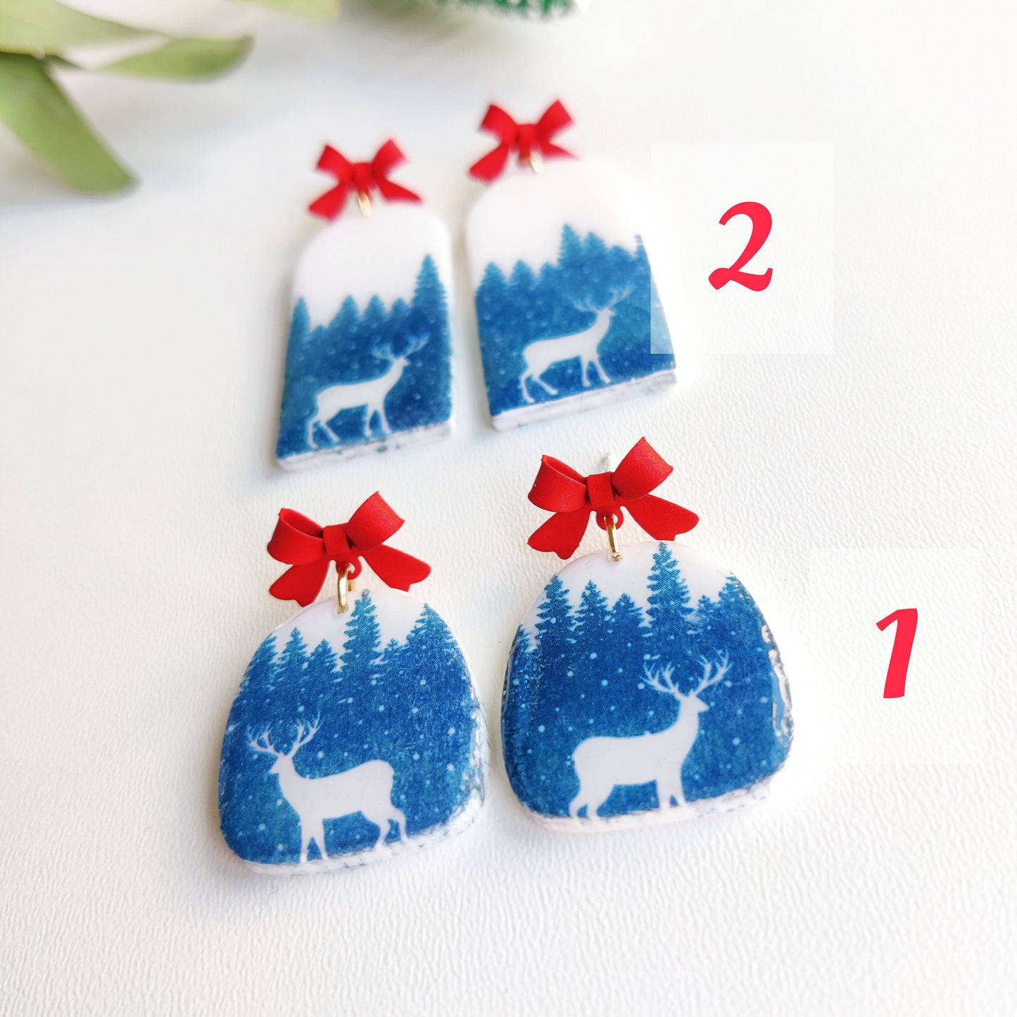 Christmas | Polymer Clay | Statement earrings | Christmas Tree | Holly Leaf | Earrings | Polymer clay and 14 k Gold Plated Earrings |