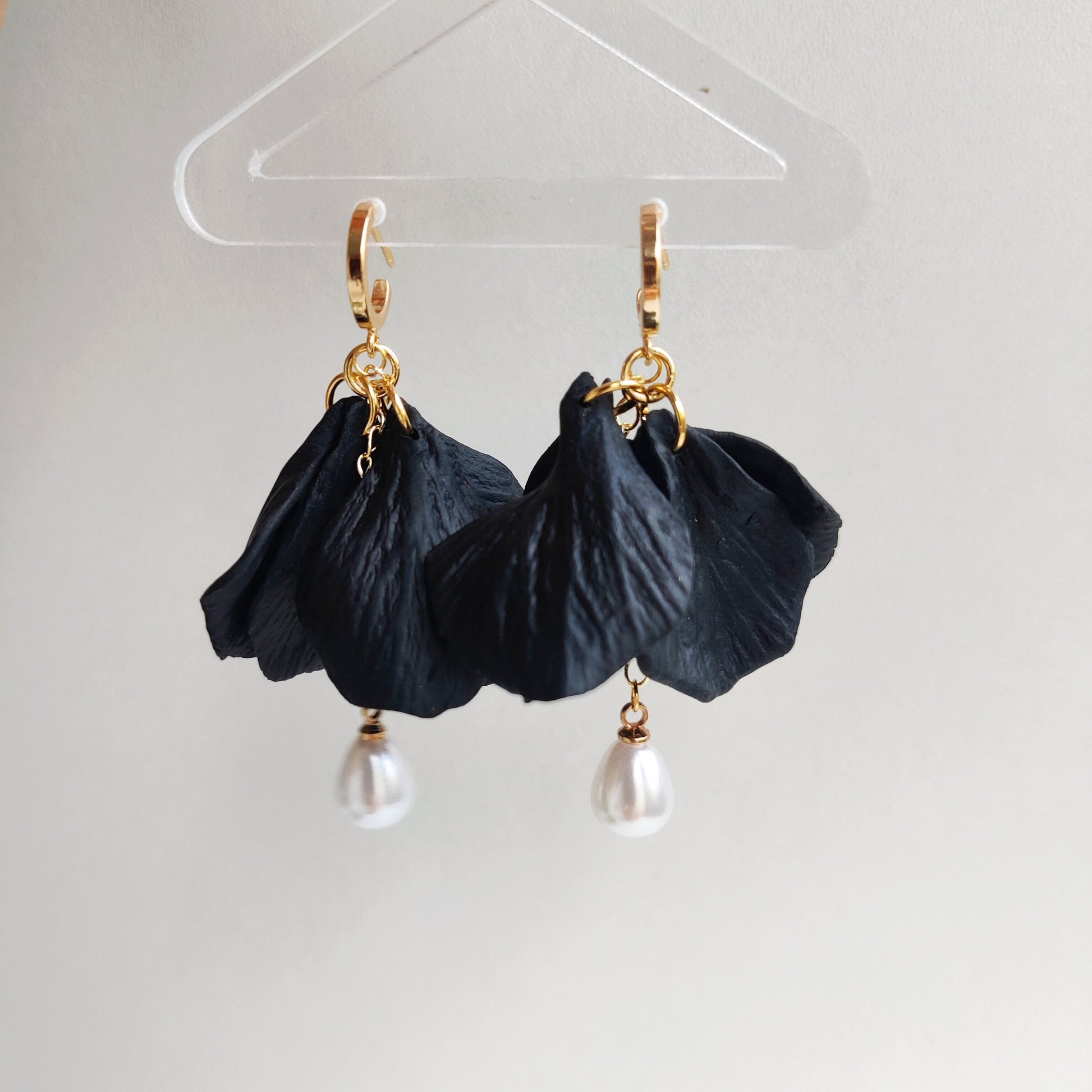 Rose Pearl Gold Handmade Earrings | Pearl Flower Earrings | Christmas Earrings | Rose Gold Flower Earring | Dangle Earring | Floral Earrings