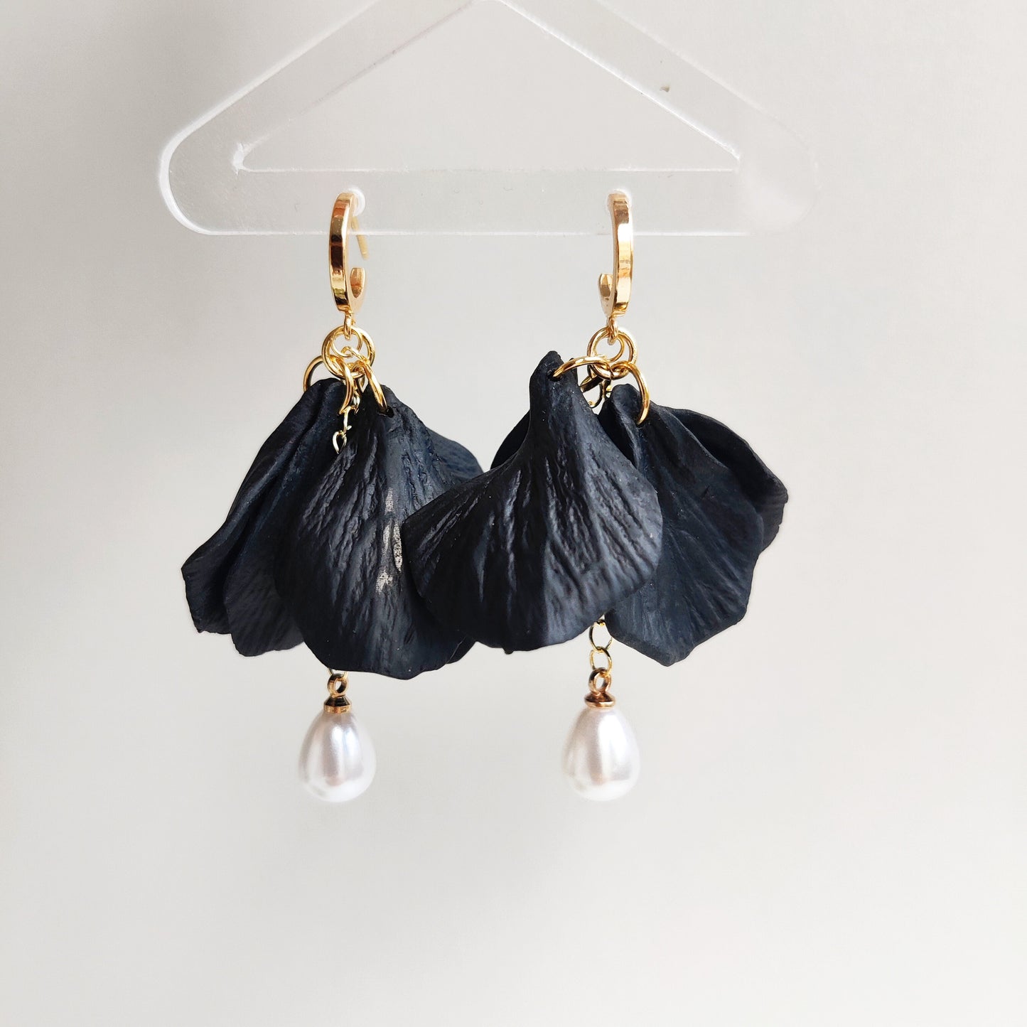 Rose Pearl Gold Handmade Earrings | Pearl Flower Earrings | Christmas Earrings | Rose Gold Flower Earring | Dangle Earring | Floral Earrings