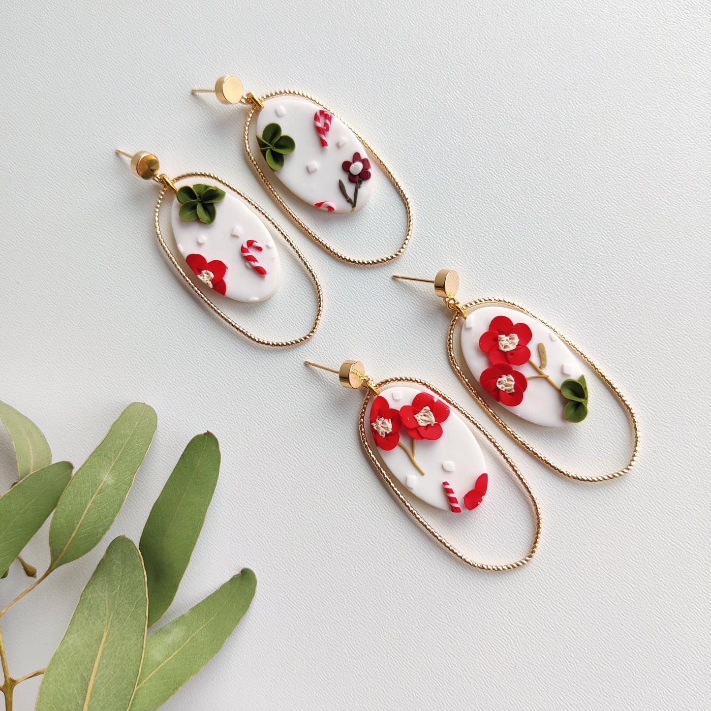 Christmas | Polymer Clay | Statement earrings | Christmas Tree | Floral earrings | Earrings | Polymer clay and 14 k Gold Plated Earrings |