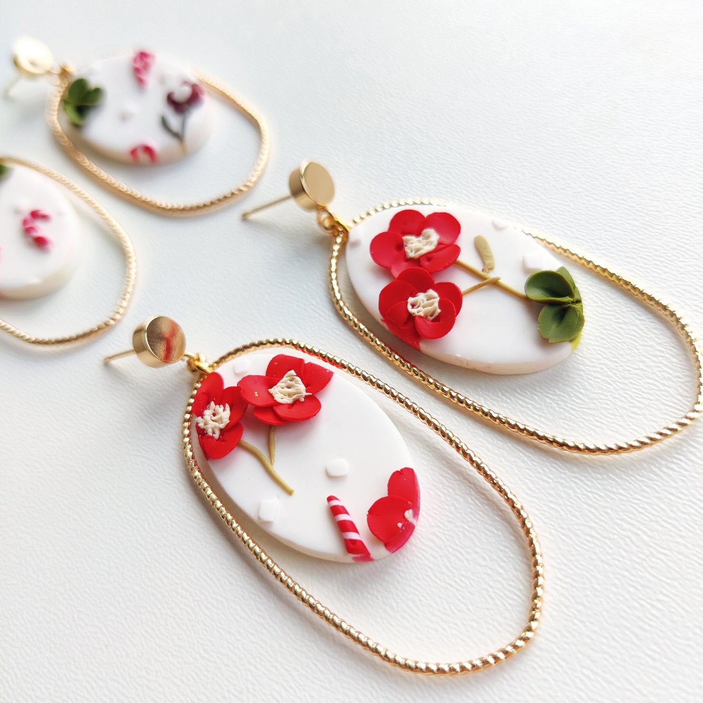 Christmas | Polymer Clay | Statement earrings | Christmas Tree | Floral earrings | Earrings | Polymer clay and 14 k Gold Plated Earrings |