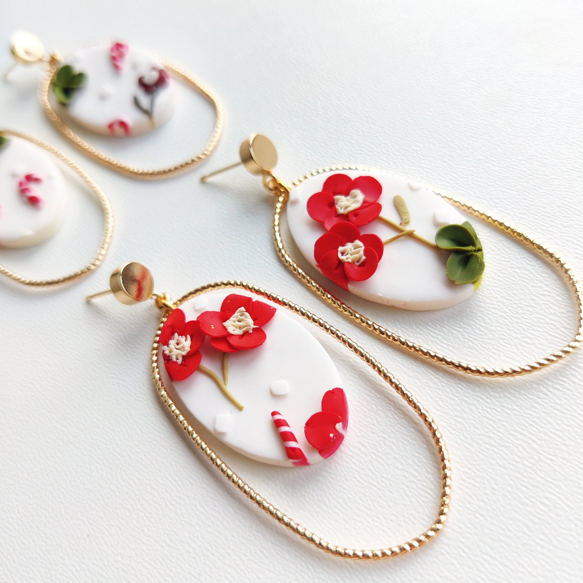 Christmas | Polymer Clay | Statement earrings | Christmas Tree | Floral earrings | Earrings | Polymer clay and 14 k Gold Plated Earrings |