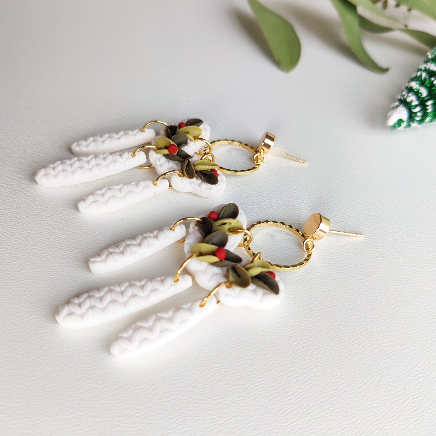 LILYA | Christmas collection | floral earrings | floral earrings | polymer clay earrings | christmas | gifts for her | handmade earrings