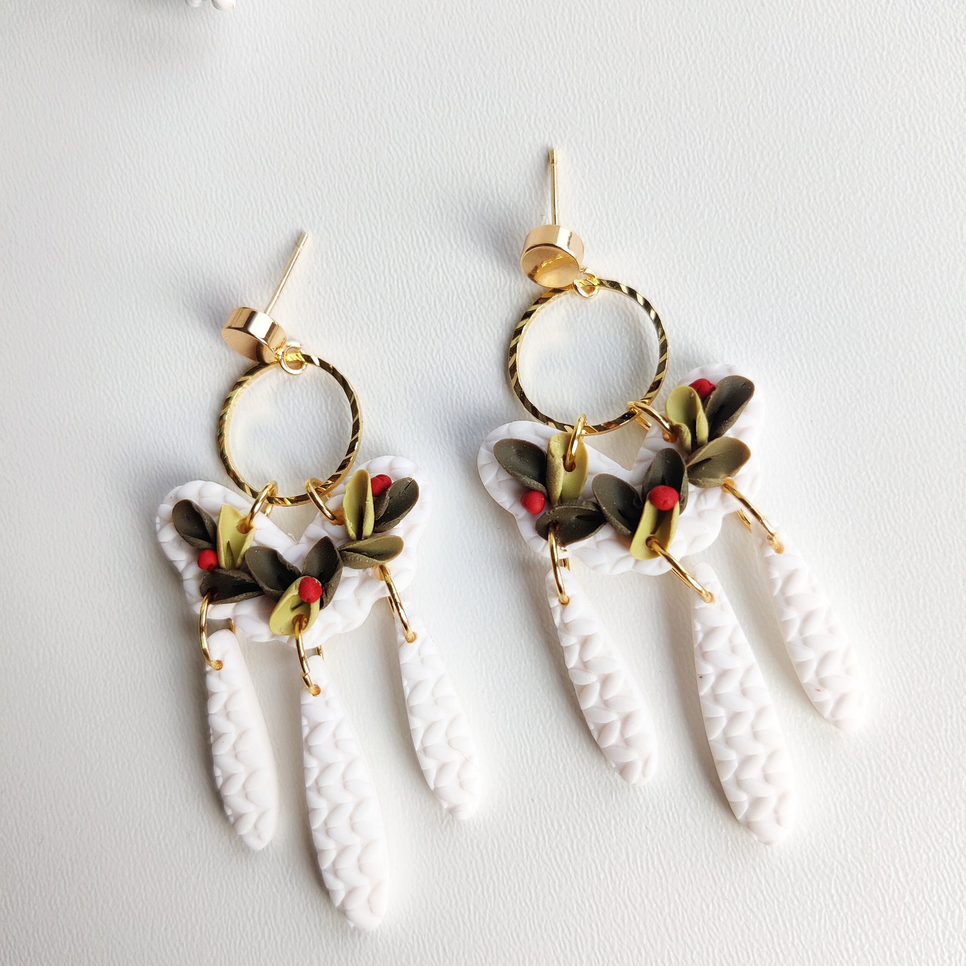 LILYA | Christmas collection | floral earrings | floral earrings | polymer clay earrings | christmas | gifts for her | handmade earrings