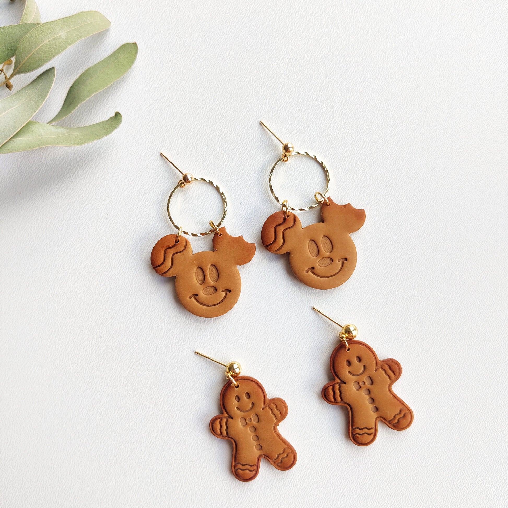 Christmas | Polymer Clay | Statement earrings | Christmas Tree | Holly Leaf | gingerbread | Polymer clay and 14 k Gold Plated Earrings |