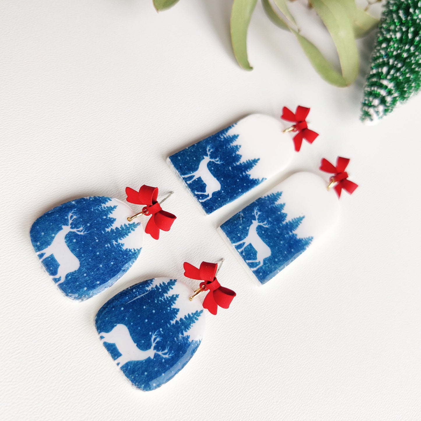 Christmas | Polymer Clay | Statement earrings | Christmas Tree | Holly Leaf | Earrings | Polymer clay and 14 k Gold Plated Earrings |