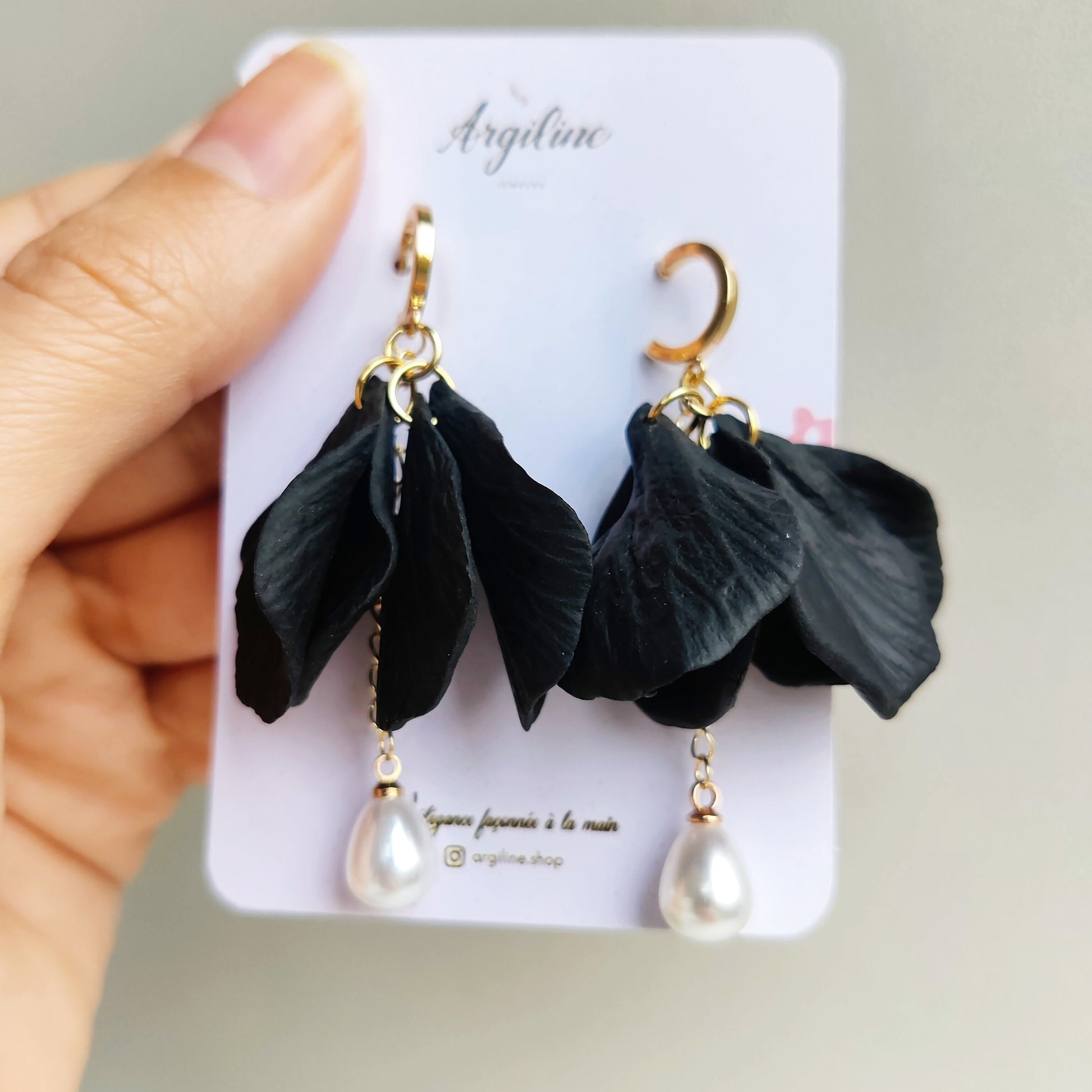 Rose Pearl Gold Handmade Earrings | Pearl Flower Earrings | Christmas Earrings | Rose Gold Flower Earring | Dangle Earring | Floral Earrings