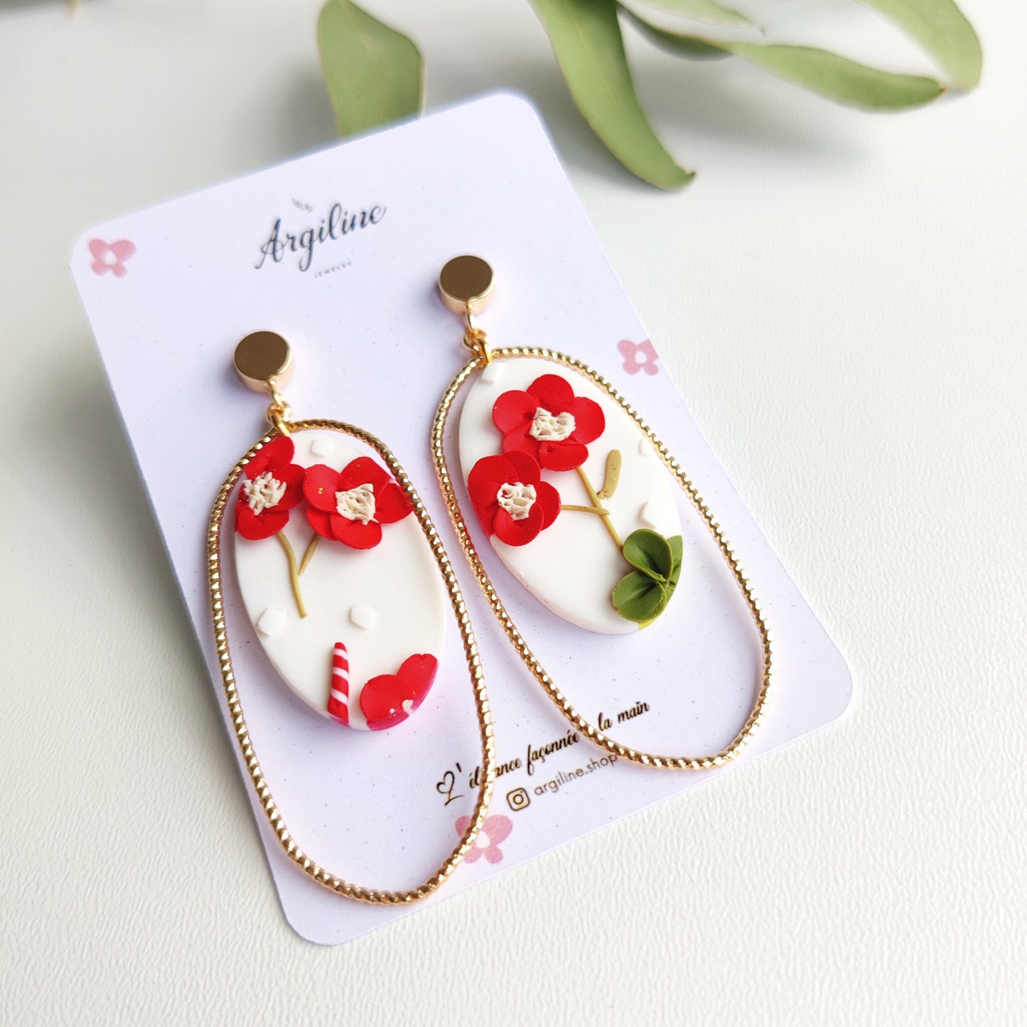 Christmas | Polymer Clay | Statement earrings | Christmas Tree | Floral earrings | Earrings | Polymer clay and 14 k Gold Plated Earrings |