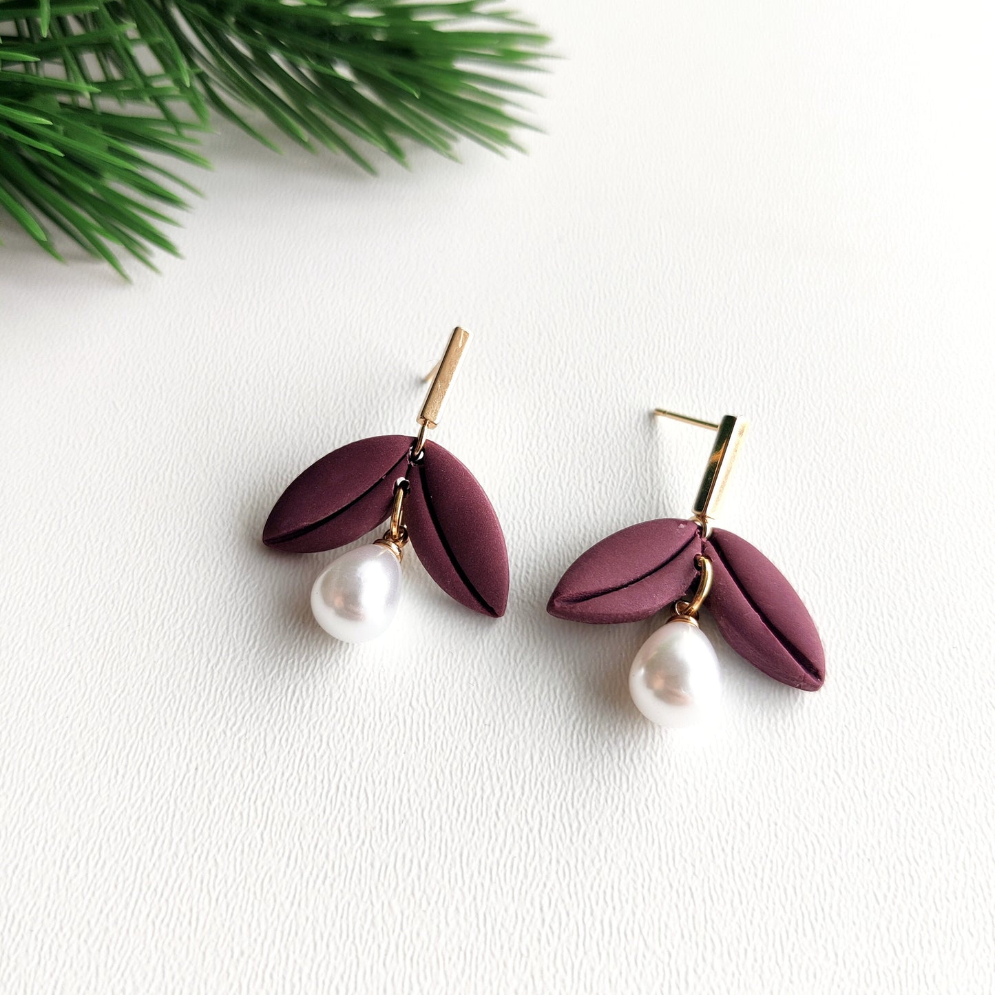 Polymer Clay Earrings | Floral clay drop earrings | Long Flower Statement Minimalist Earrings | handmade gift | UK bridal earrings