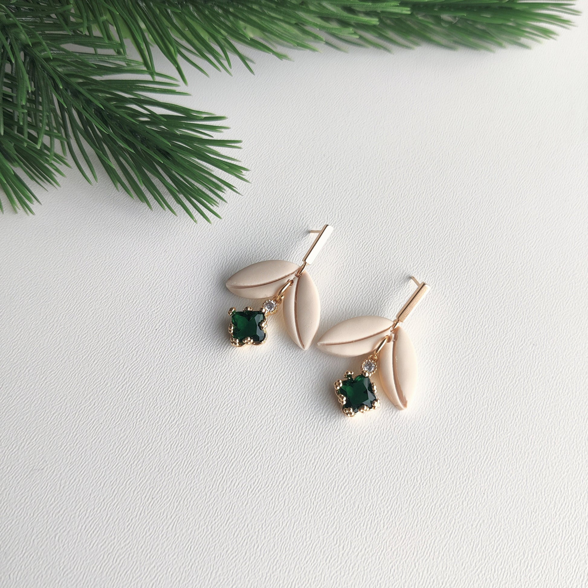 Polymer Clay Earrings | Floral clay drop earrings | Long Flower Statement Minimalist Earrings | handmade gift | UK bridal earrings