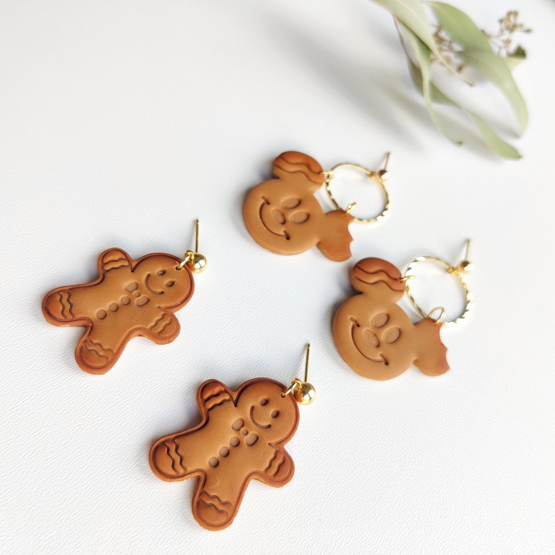 Christmas | Polymer Clay | Statement earrings | Christmas Tree | Holly Leaf | gingerbread | Polymer clay and 14 k Gold Plated Earrings |