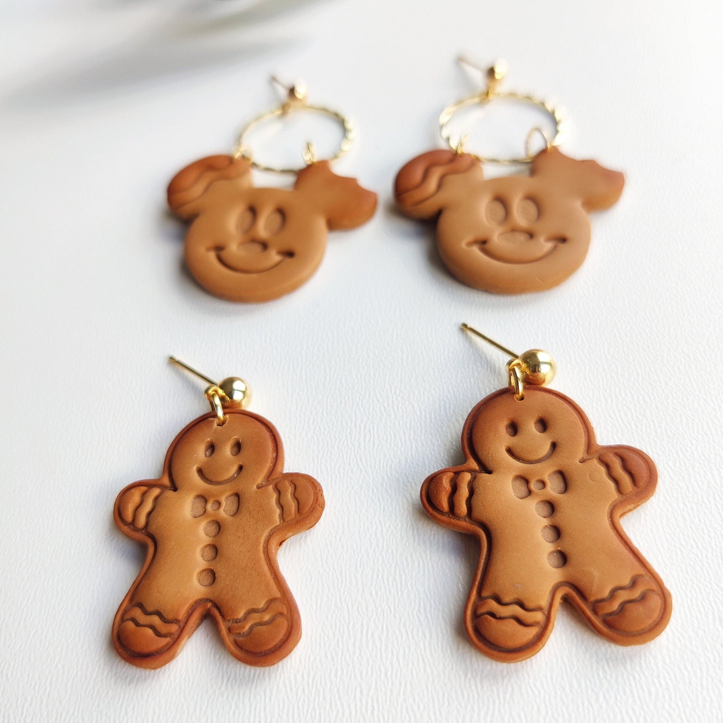 Christmas | Polymer Clay | Statement earrings | Christmas Tree | Holly Leaf | gingerbread | Polymer clay and 14 k Gold Plated Earrings |