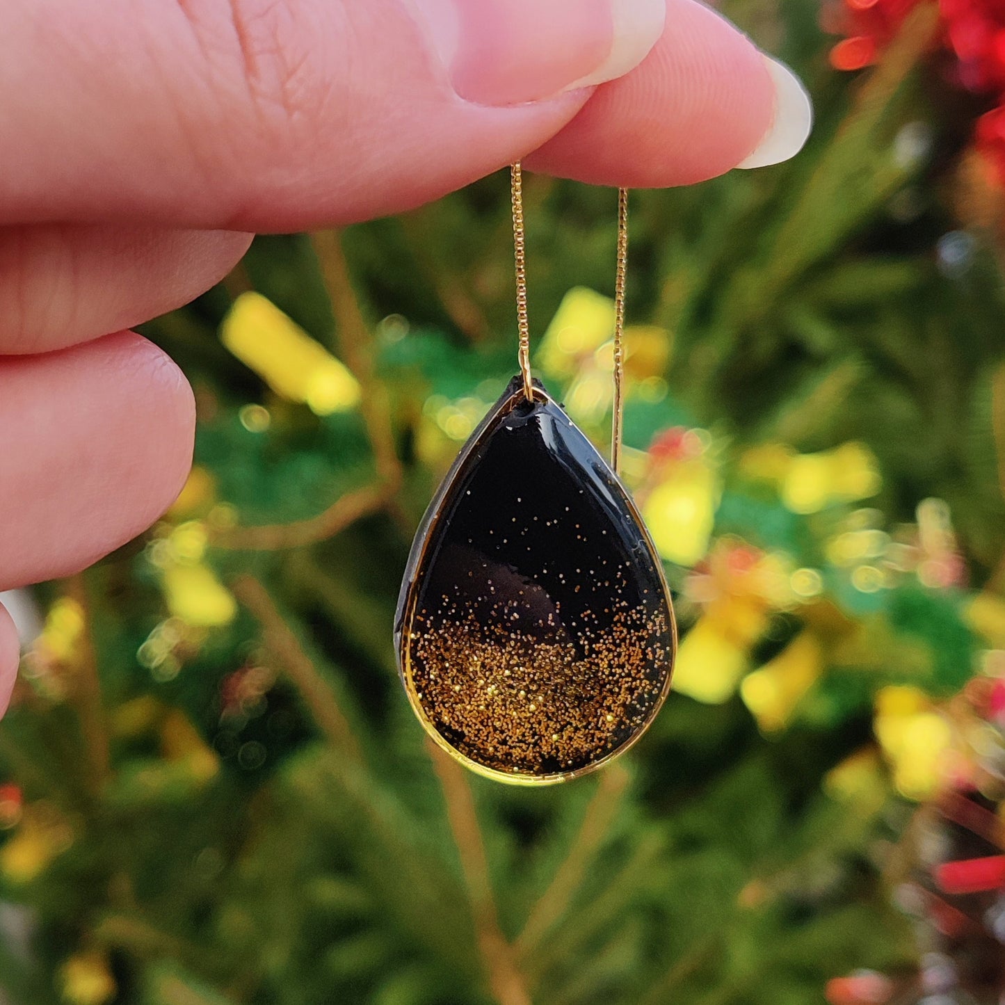 Black teardrop Earrings | Festive teardrop Earrings | NYE Earrings | New year eve glitter Earring | Dangle Earring | Gold Earrings