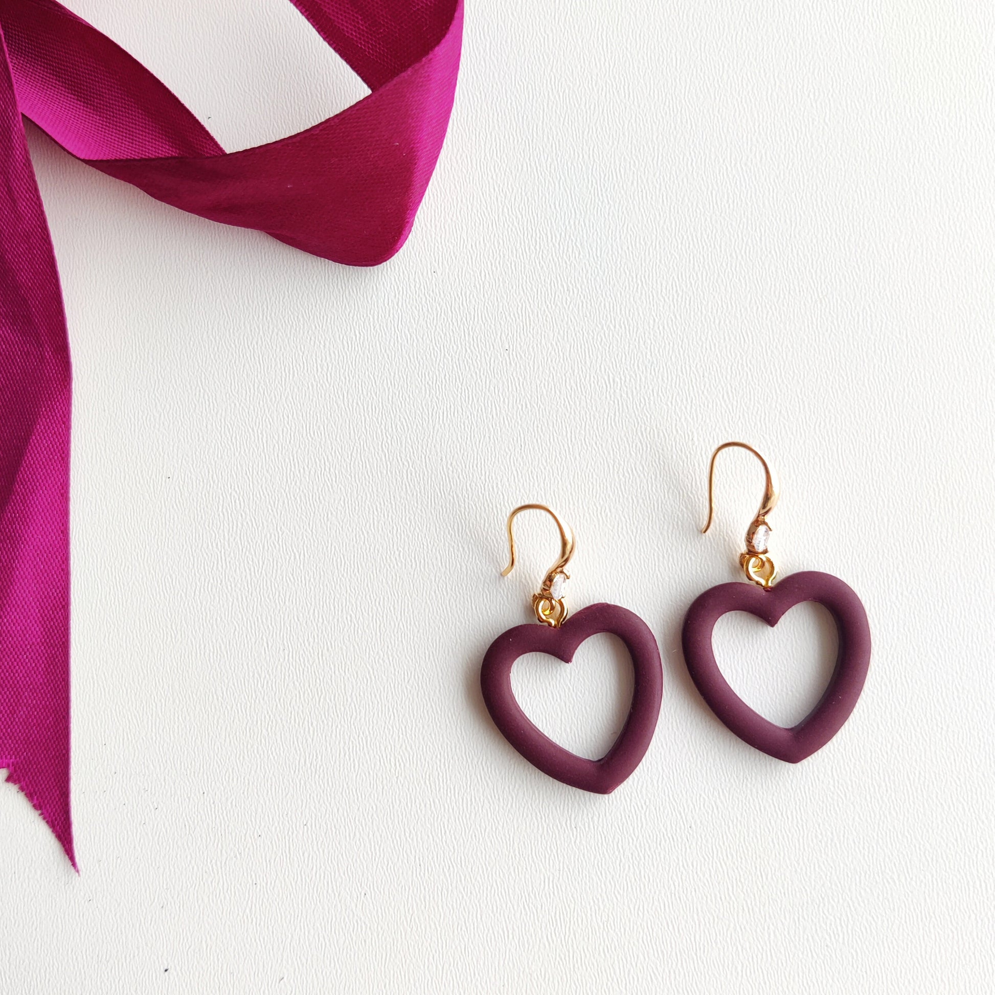 Heart Earrings | Valentine's Day Earrings | Polymer Clay Earrings | Clay Earrings | Floral Earrings | Pink | Handmade Jewellery | Gift