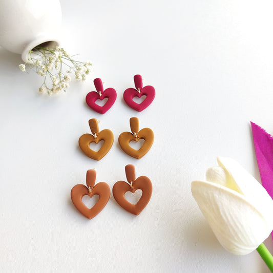 Retro Heart Earrings | Valentine's Day Earrings | Polymer Clay Earrings | Clay Earrings | Floral Earrings | Pink | Handmade Jewellery | Gift