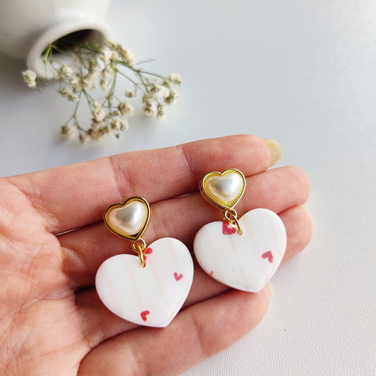 Vintage Heart Earrings | Valentine's Day Earrings | Polymer Clay Earrings | Clay Earrings | Floral Earrings | Handmade Jewellery | Gift