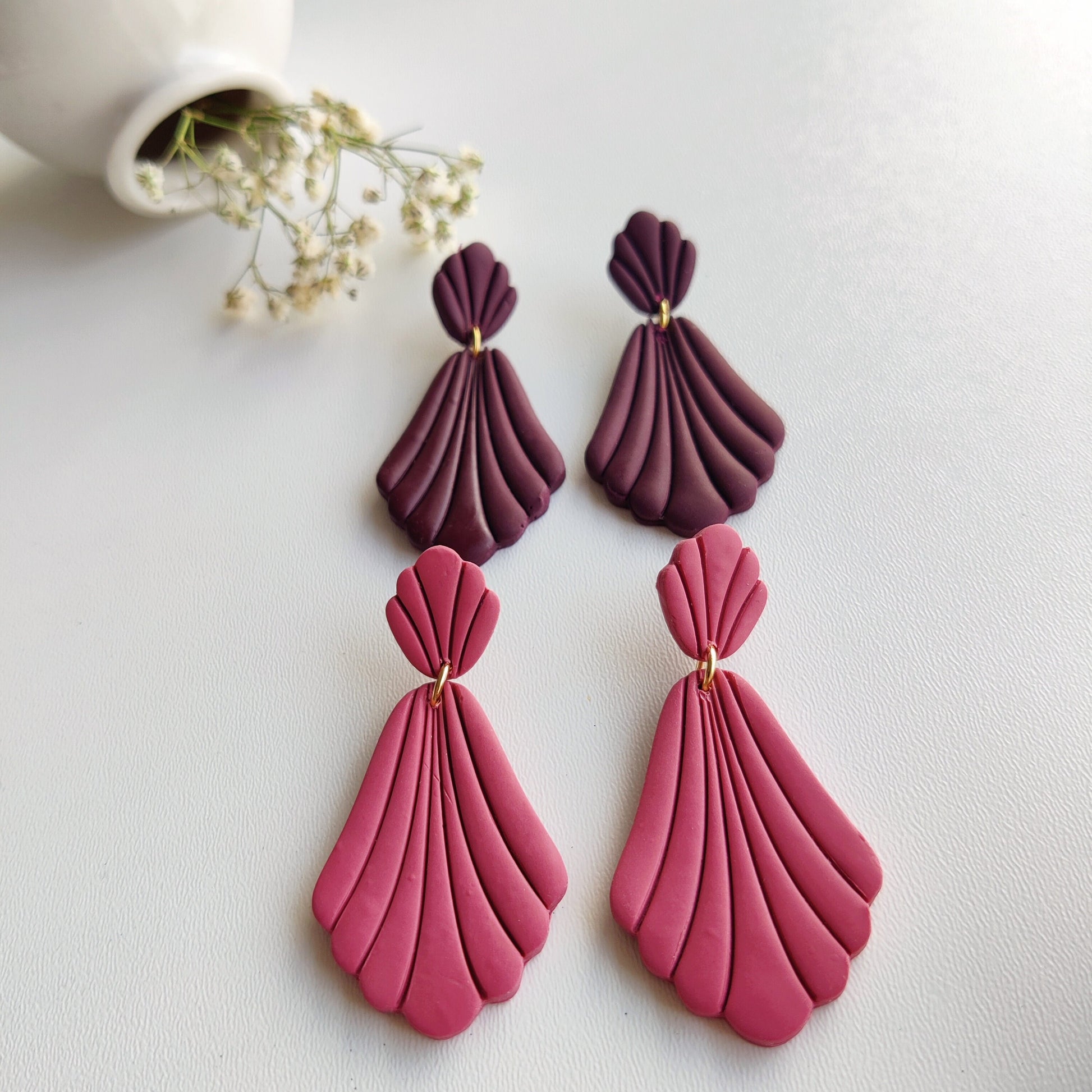 Statement Earrings | Valentine's Day Earrings | Polymer Clay Earrings | Clay Earrings | Floral Earrings | Pink | Handmade Jewellery | Gift