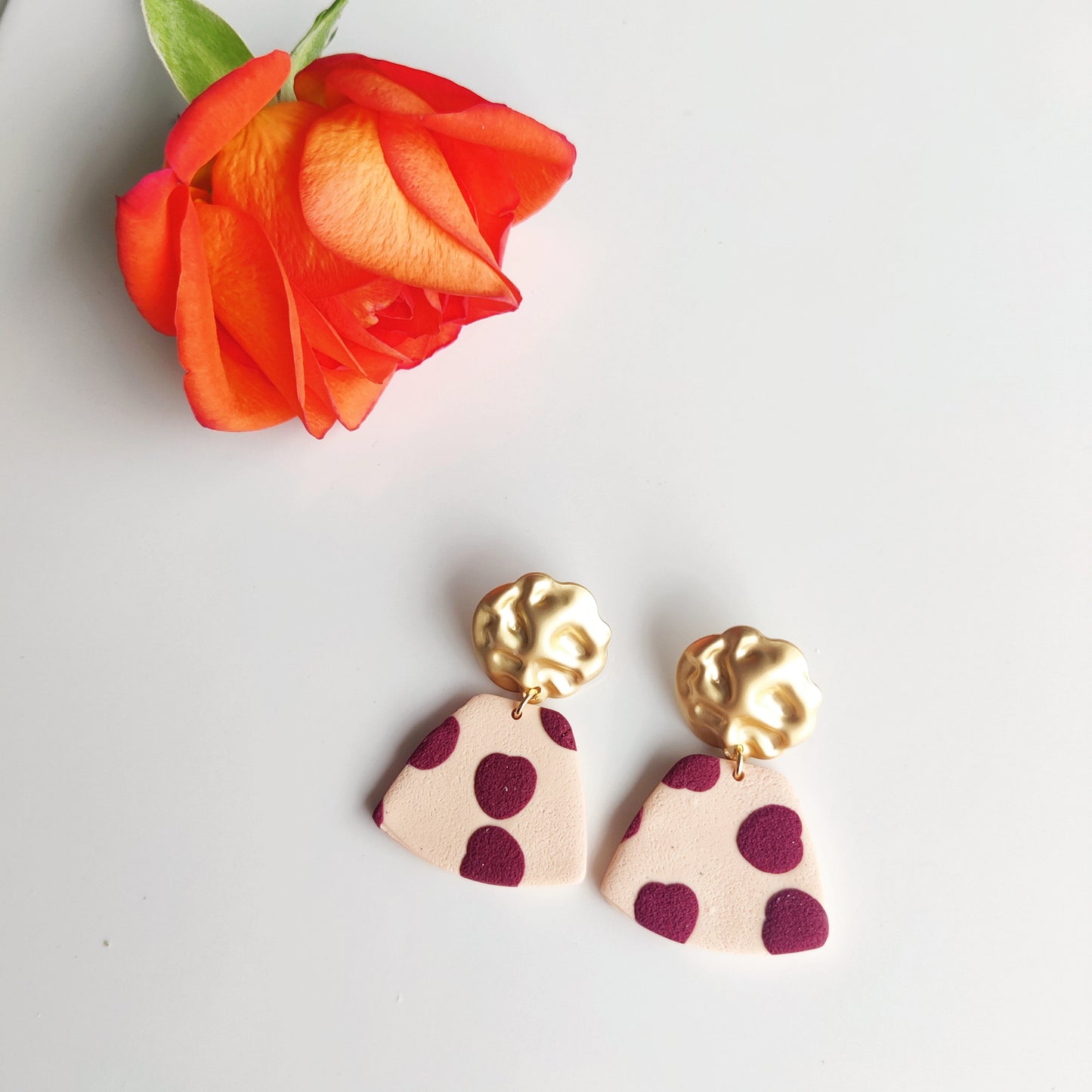 Retro Earrings | Valentine's Day Earrings | Polymer Clay Earrings | Clay Earrings | Floral Earrings | Pink | Handmade Jewellery | Gift