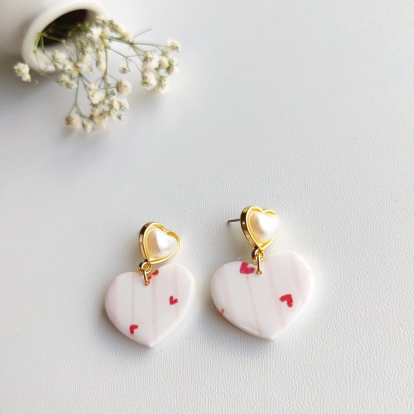 Vintage Heart Earrings | Valentine's Day Earrings | Polymer Clay Earrings | Clay Earrings | Floral Earrings | Handmade Jewellery | Gift