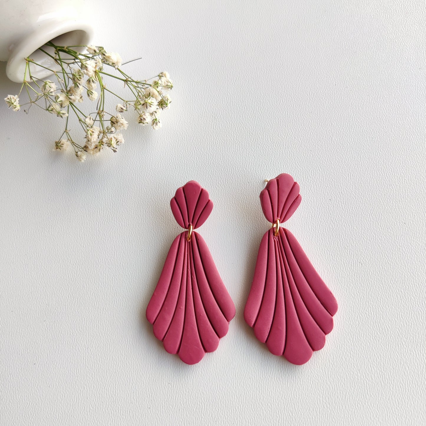 Statement Earrings | Valentine's Day Earrings | Polymer Clay Earrings | Clay Earrings | Floral Earrings | Pink | Handmade Jewellery | Gift